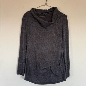 Asymmetrical Zip Cowl Neck Sweater